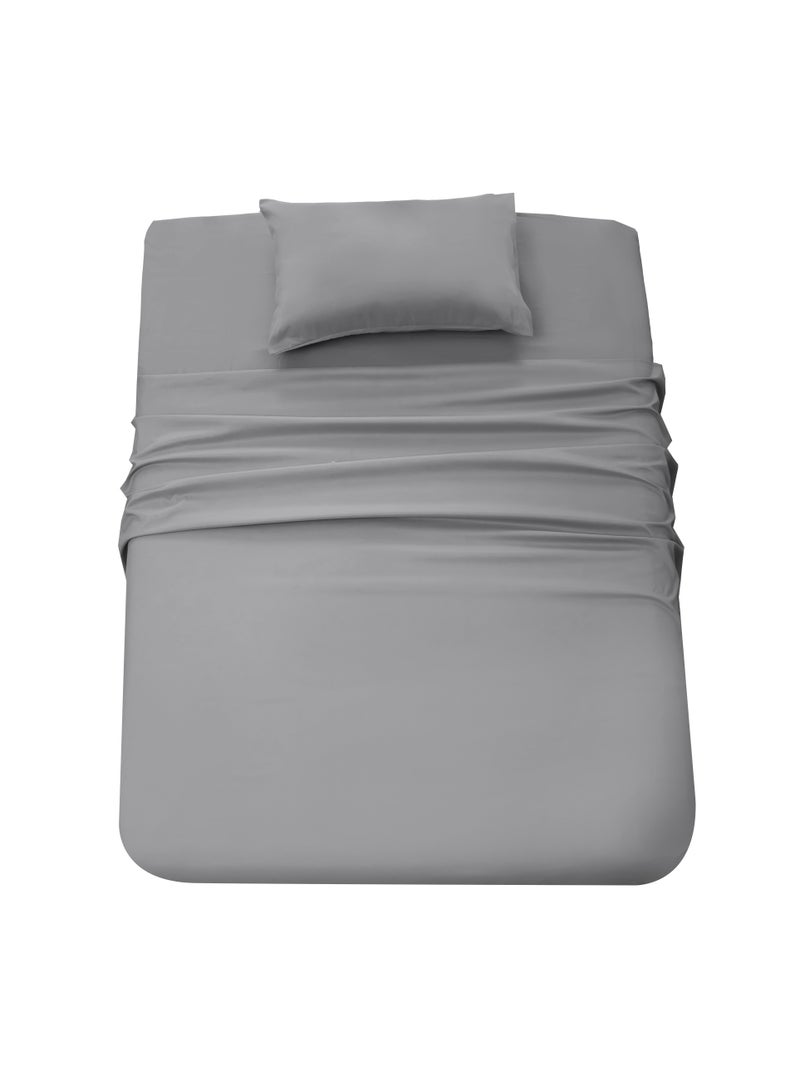 Panax Bedding Single Bed Sheets Set - 3 Piece Bedding - Brushed Microfiber - Shrinkage and Fade Resistant - Easy Care (Light Grey, Single) - Image 2