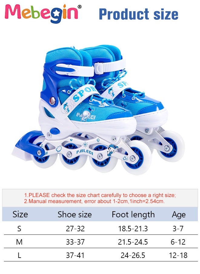 MEBEGIN - Kids Roller Skates Set with Protective Gear and Helmet, Fashion Durable Roller Boots with Wear-resistant Flash Wheels, Comfortable Interior, 4 Sizes Adjustable, for Girls and Youth Beginner, Perfect Gift for Kids - Image 1