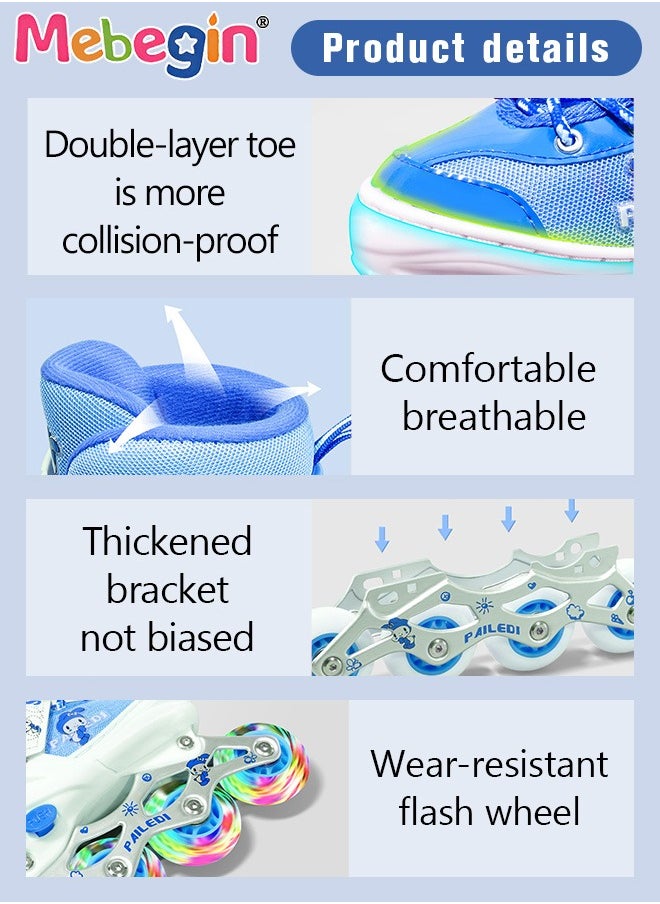 MEBEGIN - Kids Roller Skates Set with Protective Gear and Helmet, Fashion Durable Roller Boots with Wear-resistant Flash Wheels, Comfortable Interior, 4 Sizes Adjustable, for Girls and Youth Beginner, Perfect Gift for Kids - Image 1