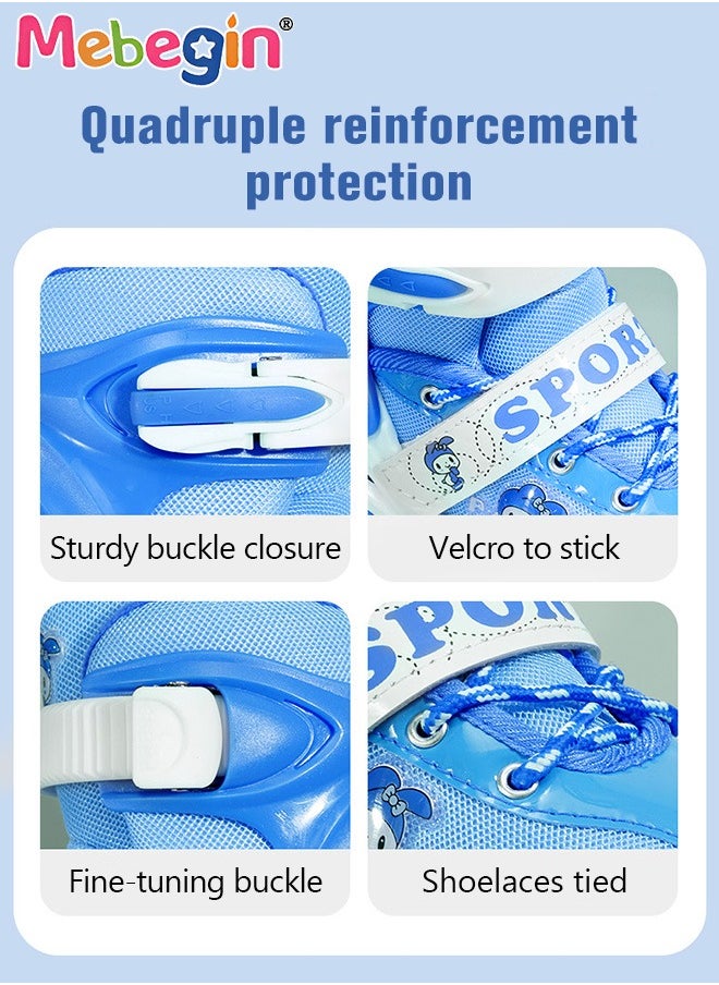 MEBEGIN - Kids Roller Skates Set with Protective Gear and Helmet, Fashion Durable Roller Boots with Wear-resistant Flash Wheels, Comfortable Interior, 4 Sizes Adjustable, for Girls and Youth Beginner, Perfect Gift for Kids - Image 1