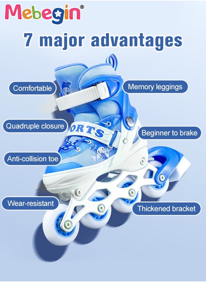 MEBEGIN - Kids Roller Skates Set with Protective Gear and Helmet, Fashion Durable Roller Boots with Wear-resistant Flash Wheels, Comfortable Interior, 4 Sizes Adjustable, for Girls and Youth Beginner, Perfect Gift for Kids - Image 1