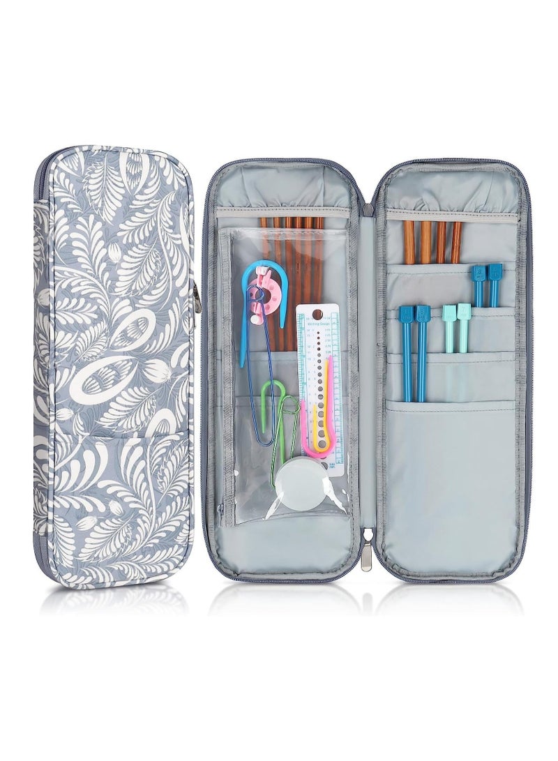 Y&D Knitting Needle Case Travel Organizer Storage Zipper Bag Portable Crochet Hooks with Transparent Pocket and Holder Slots for - Image 1