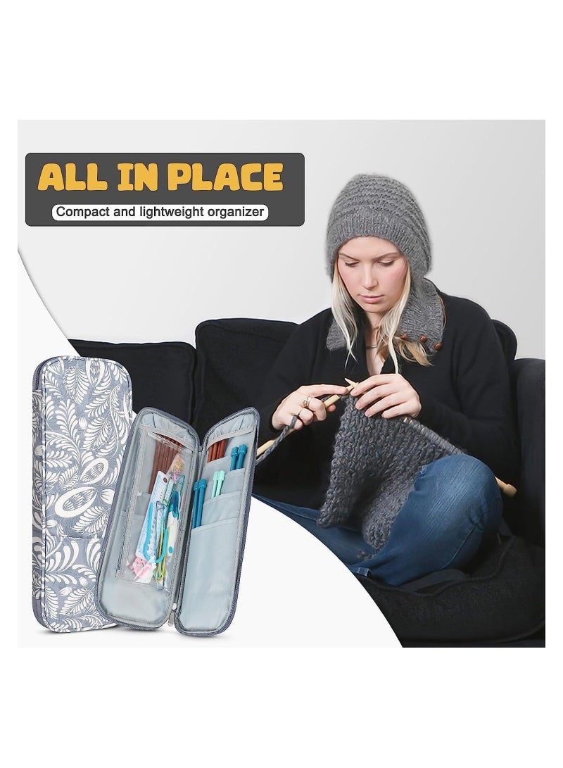 Y&D Knitting Needle Case Travel Organizer Storage Zipper Bag Portable Crochet Hooks with Transparent Pocket and Holder Slots for - Image 5
