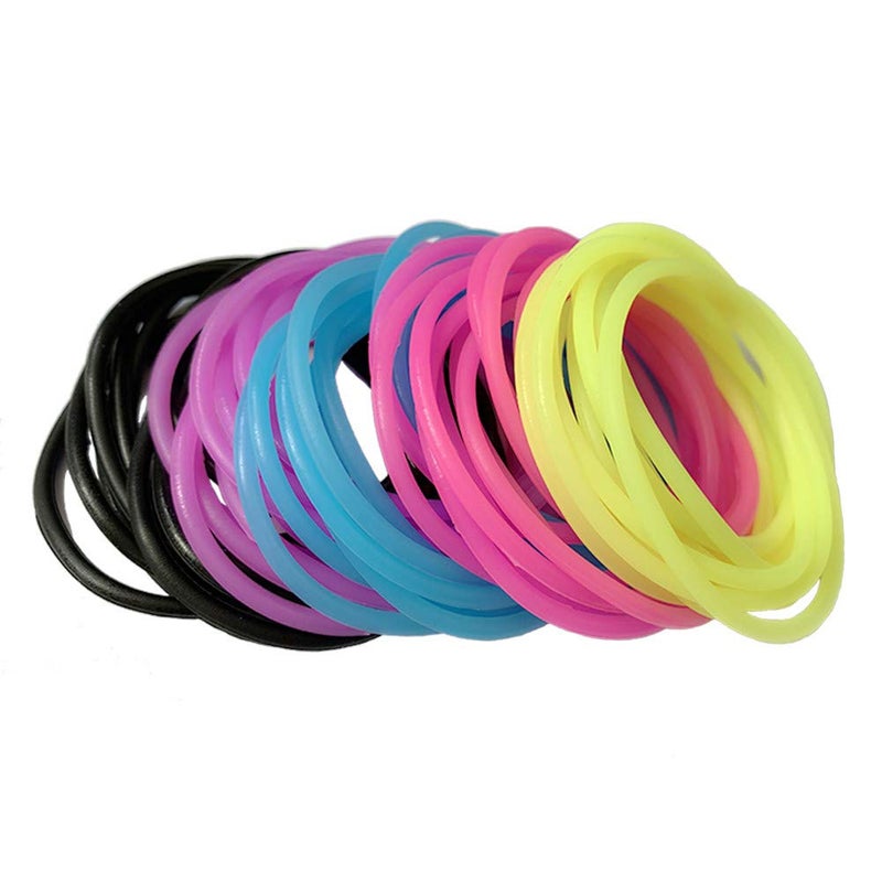 Finrray 50 Pcs Silicone Jelly Bracelets Assorted Colors Neon Retro Bands for 80s Party Favors for Women Girls Kids Black Purple Pink Yellow Blue - Image 2