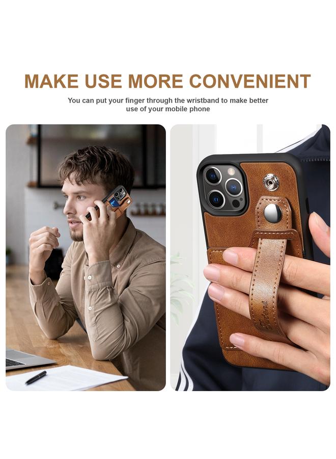 Suteni Case For iPhone 12 Pro Max 215 Wrist Strap PU Phone Case - Image 5