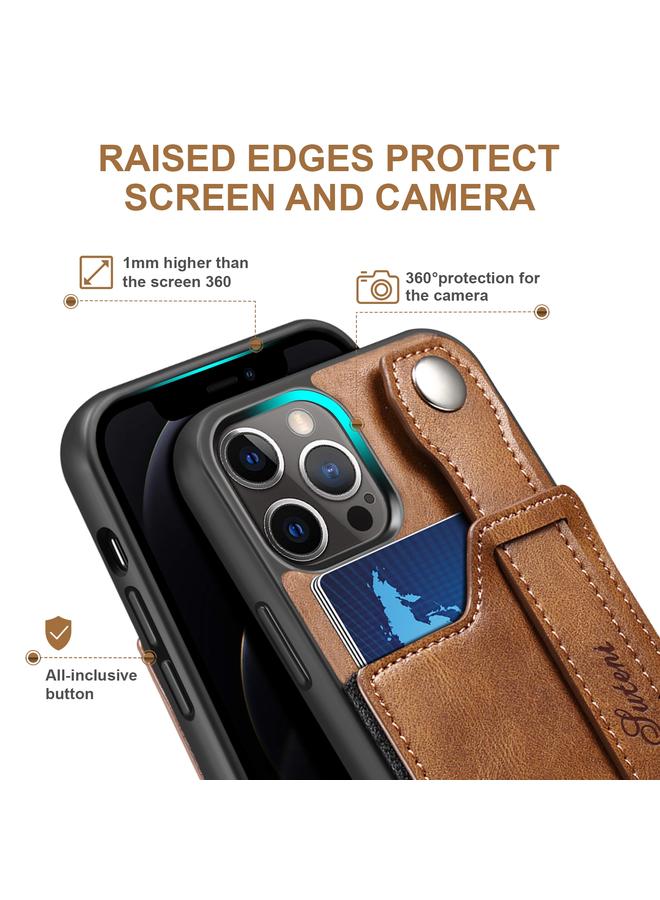 Suteni Case For iPhone 12 Pro Max 215 Wrist Strap PU Phone Case - Image 3
