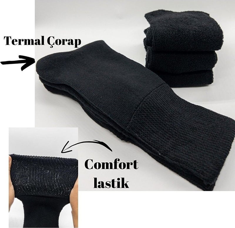 Ciho Socks Premium Thermal 3 Pairs Men's Non-Squeezing Elastic Extra Thick Full Terry Winter Socks  - Image 1