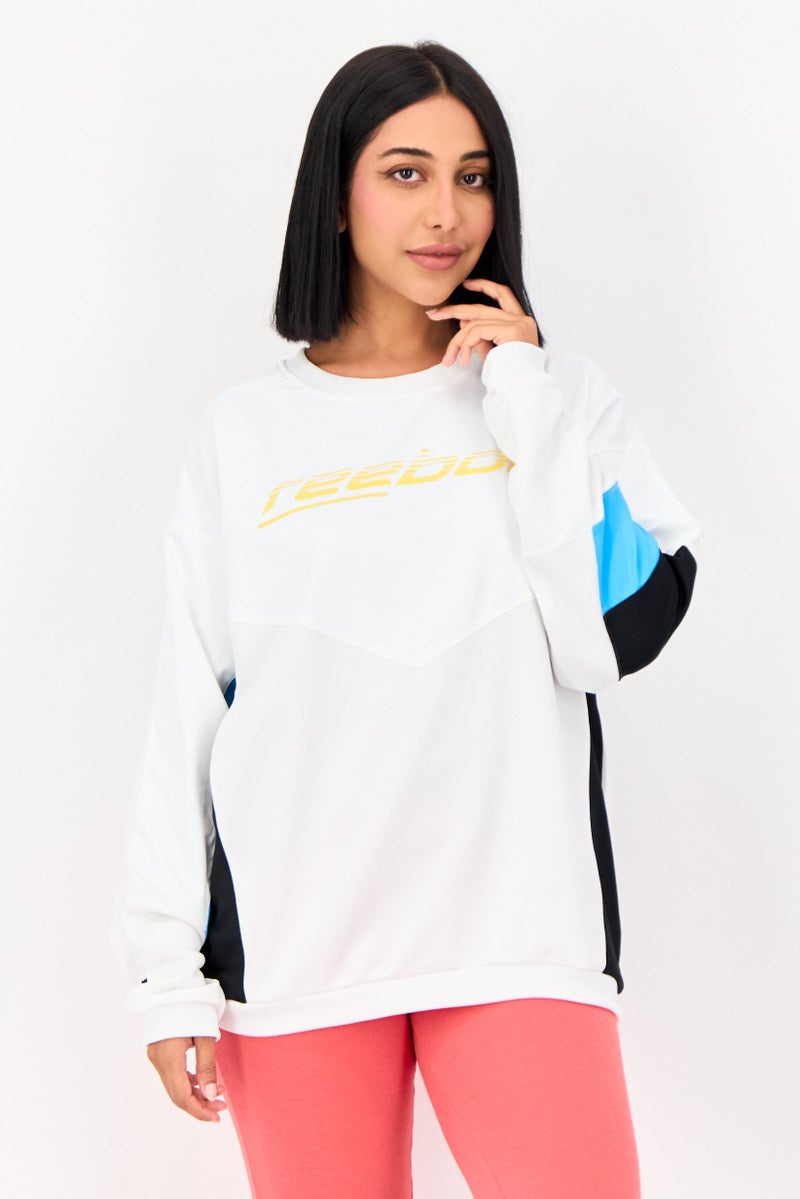 Reebok Women Sportswear Fit Long Sleeve Outdoor Sweatshirt, White - Image 1