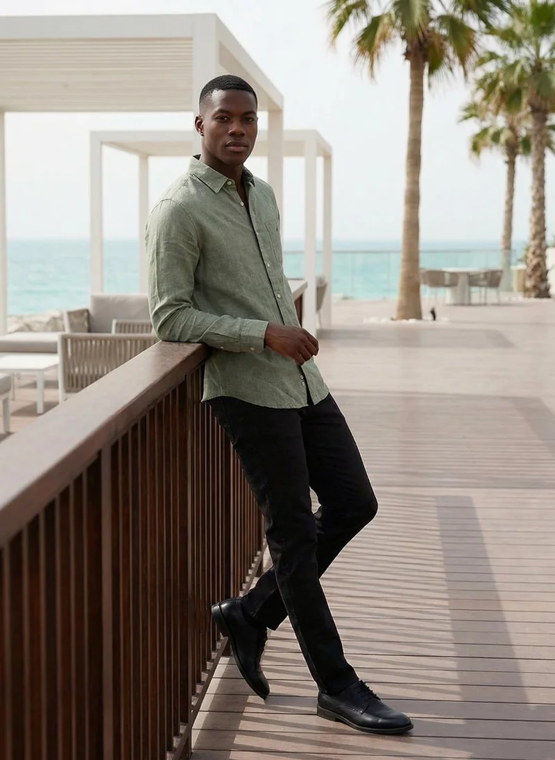 NAUTICA  Men's Solid Linen Shirt for Men | Best Price UAE