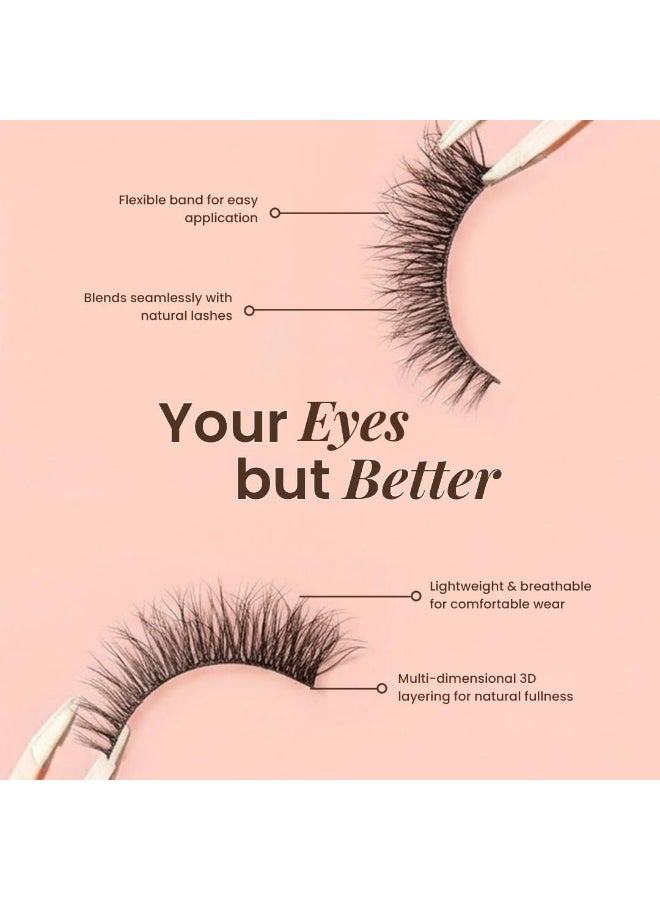 NOAK Eye to Eye 5D False Eyelashes - Doll | Lightweight, Reusable Natural Lashes | Comfortable Wear with Flexible Band | Easy to Apply | Soft Volume Everyday Lash Look - Image 2