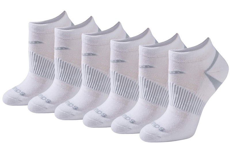 Saucony Women's RunDry Performance Selective Cushion Socks, Available in S-L (6, 12 Pairs ), White Basic (6 Pairs), Medium - Image 1