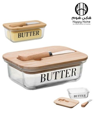 Glass Butter Dish with Wooden Lid and Serving Knife, Butter Storage Container with Knife and Lid, High Quality Bamboo Butter Dishes with Lids - pzsku/Z9CF414AF23ED72035CEBZ/45/1748775807/39934abd-85b2-4c5d-b57d-06b87f3e456e
