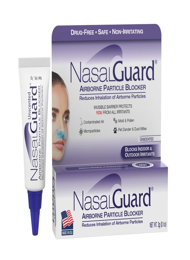 NasalGuard Airborne Particle Blocker Gel - Helps Reduce Inhalation of Allergens, Pollutants & Irritants - Drug-Free, Daily Use, Made in USA (Unscented, 3 Gram Tube), Over 150 Applications - Image 1