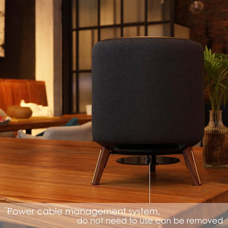 Alloery Universal Echo Sub Subwoofer Desktop Stand,Speaker Table Mount for Homepod and All Suitable Sized Small and Medium Speakers(Walnut with Metal Strip) - Image 2