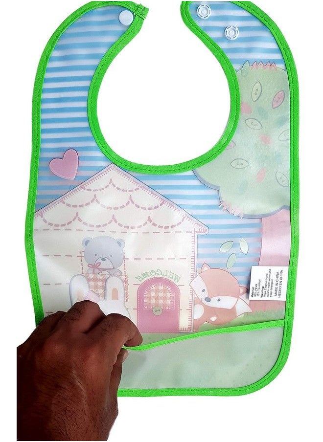 RIANZ Cute Animals Baby Bibs Waterproof Baby Drool Bibs With Wide Pocket Bpafree Easily Wipe Clean Cute Cartoon Design For Unisex Infant Babies Toddlers (6 To 48 Months) (Set Of 4)  - Image 4