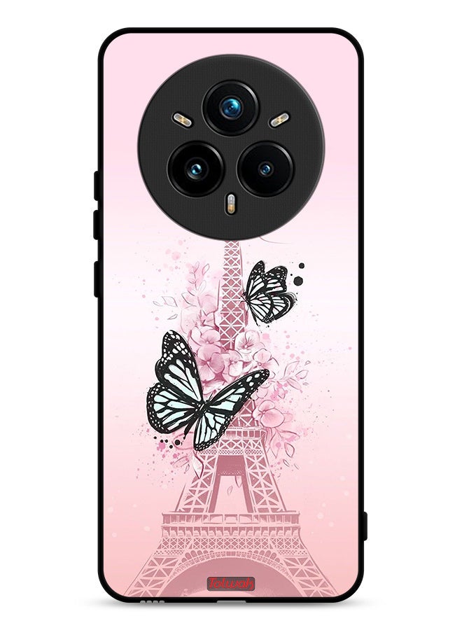 Tolwak Realme 14 Pro Plus 5G Protective Case Cover Butterflies On Eiffel Tower