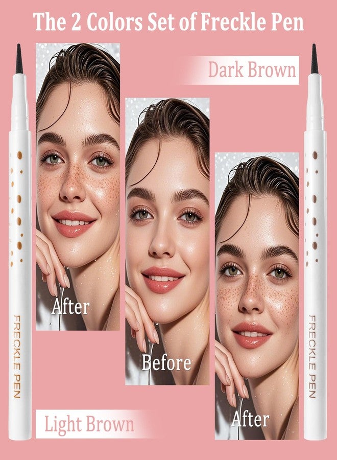 بوكو قلم بوكو لرسم النمش، قطعتان، لونان، قلم مكياج نمش طبيعي وواقعي، مقاوم للماء، يدوم طويلاً، مثالي للمهرجانات والحفلات الموسيقية والشواطئ والمسابح وحفلات الرقص - بني فاتح وبني غامق - Image 3