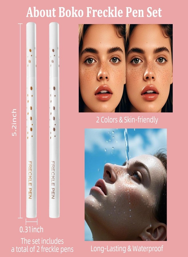 بوكو قلم بوكو لرسم النمش، قطعتان، لونان، قلم مكياج نمش طبيعي وواقعي، مقاوم للماء، يدوم طويلاً، مثالي للمهرجانات والحفلات الموسيقية والشواطئ والمسابح وحفلات الرقص - بني فاتح وبني غامق - Image 4