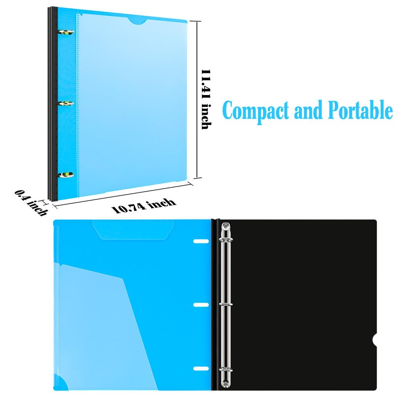 INFUN Telescoping 3 Ring Binder - 4PCS, Flexible Round Binder with Customizable Front Cover and Clear Catalog Pocket, Holds 8.5x11 inch Paper - Image 4