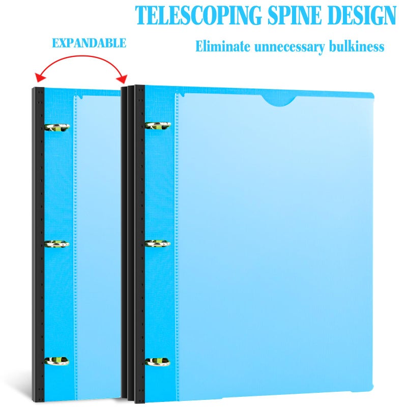 INFUN Telescoping 3 Ring Binder - 4PCS, Flexible Round Binder with Customizable Front Cover and Clear Catalog Pocket, Holds 8.5x11 inch Paper - Image 2