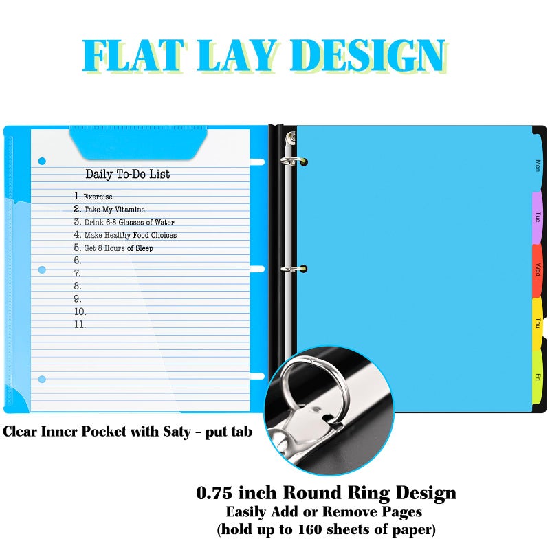 INFUN Telescoping 3 Ring Binder - 4PCS, Flexible Round Binder with Customizable Front Cover and Clear Catalog Pocket, Holds 8.5x11 inch Paper - Image 5