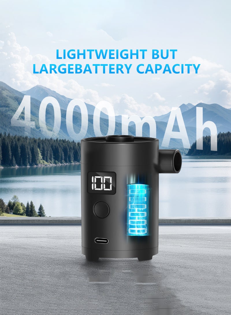 MACAIIROOS Portable Electric Air Pump - Wireless, 4000mah Battery, Type-C Fast Charging, 4 Nozzles, Suitable for Air Mattresses, Pools, Inflatable Toys, Camping Gear, And Vacuum Storage Bags - Image 3