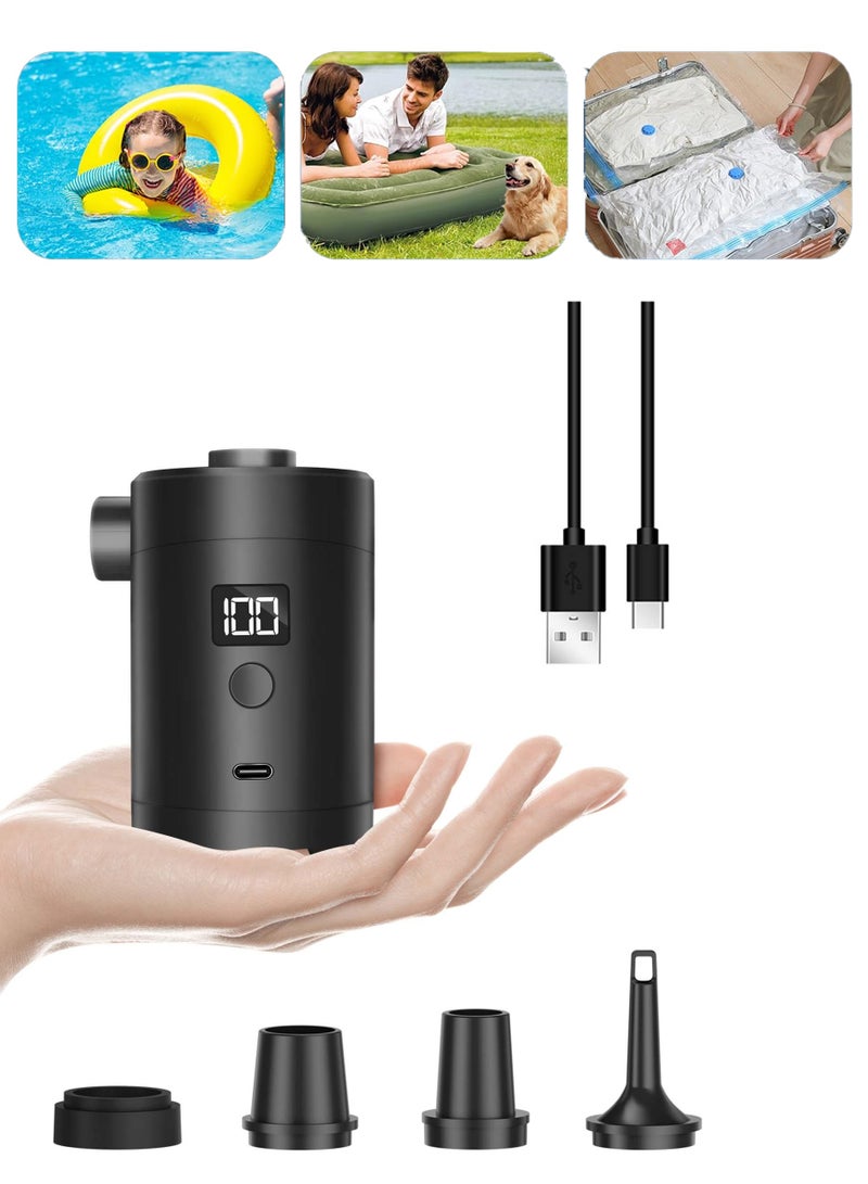 MACAIIROOS Portable Electric Air Pump - Wireless, 4000mah Battery, Type-C Fast Charging, 4 Nozzles, Suitable for Air Mattresses, Pools, Inflatable Toys, Camping Gear, And Vacuum Storage Bags - Image 1