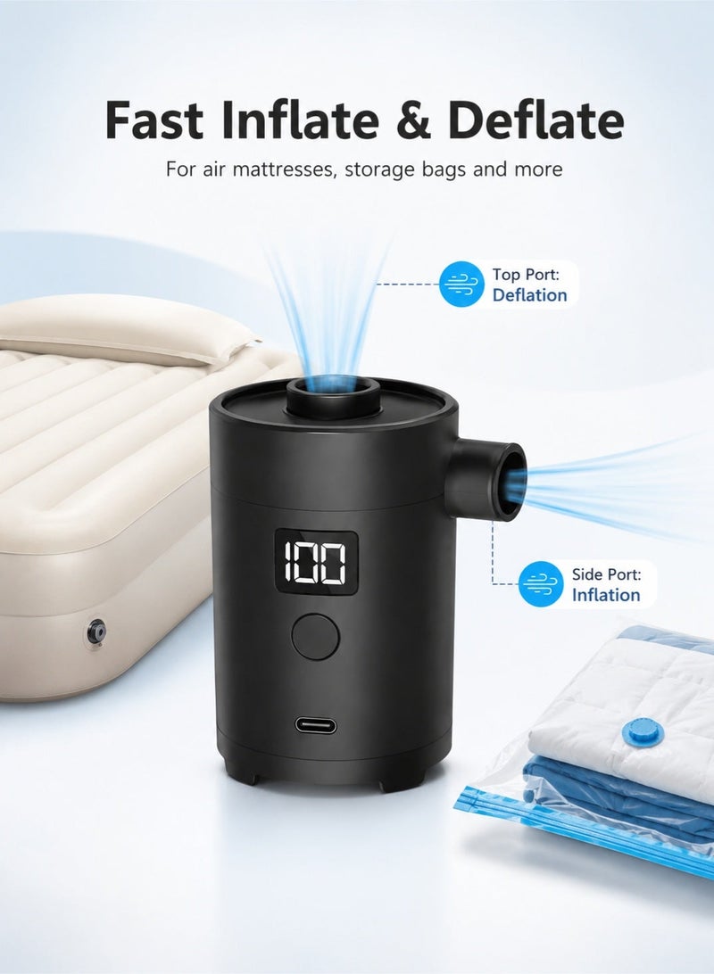 MACAIIROOS Portable Electric Air Pump - Wireless, 4000mah Battery, Type-C Fast Charging, 4 Nozzles, Suitable for Air Mattresses, Pools, Inflatable Toys, Camping Gear, And Vacuum Storage Bags - Image 3