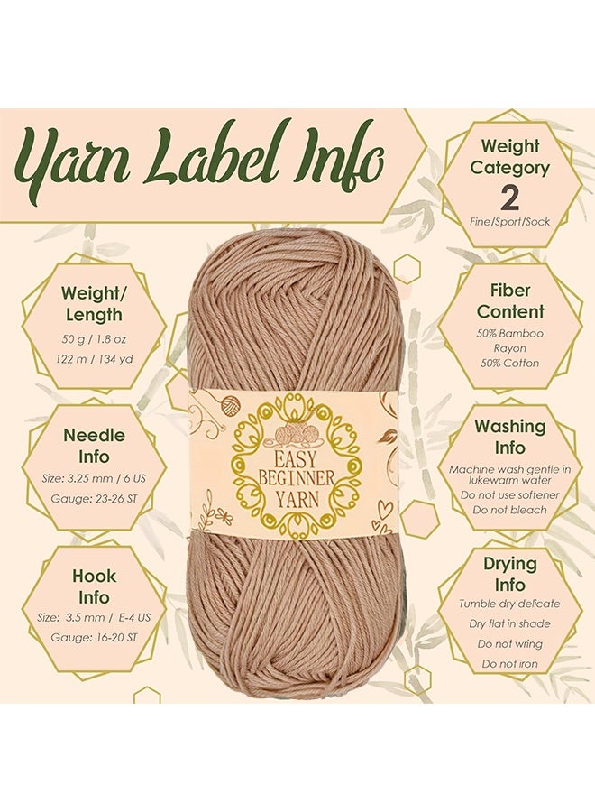 Lemon Bamboo Cotton Sport Yarn - 50g/Skein - Shades of Brown - 4 Skeins - Image 3