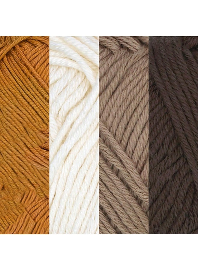 Lemon Bamboo Cotton Sport Yarn - 50g/Skein - Shades of Brown - 4 Skeins - Image 2