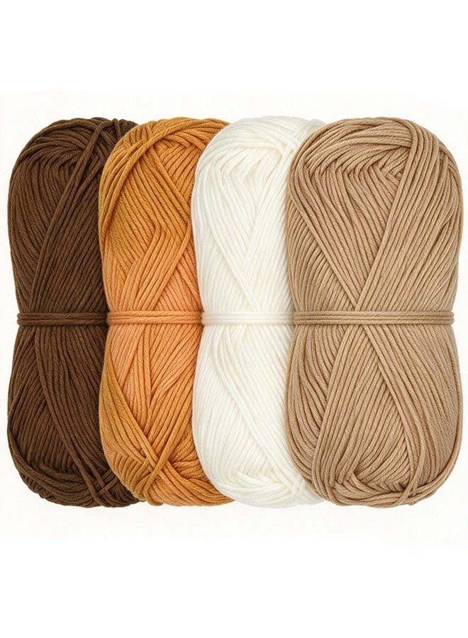 Lemon Bamboo Cotton Sport Yarn - 50g/Skein - Shades of Brown - 4 Skeins - Image 1