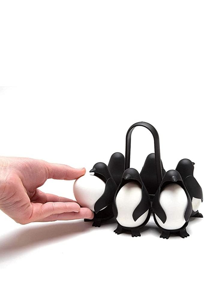 SYOSI حامل بيض على شكل البطريق لطهي البيض المتعدد الوظائف للتخزين والتقديم، لطهي البيض المسلوق الرخو أو الصلب، يحمل 6 بيضات لسهولة الطهي والتخزين في الثلاجة - Image 3