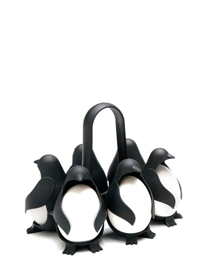 SYOSI حامل بيض على شكل البطريق لطهي البيض المتعدد الوظائف للتخزين والتقديم، لطهي البيض المسلوق الرخو أو الصلب، يحمل 6 بيضات لسهولة الطهي والتخزين في الثلاجة - Image 1