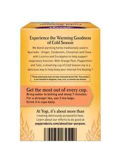 YOGI Tea Cold Season Tea - 16 Tea Bags per Pack (6 Packs) - Organic Respiratory Tea for Support During Colder Seasons - Includes Ginger, Cardamom, Cinnamon, Licorice & Eucalyptus  - Image 2