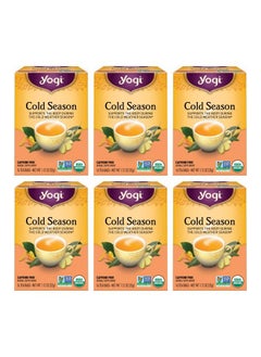 YOGI Tea Cold Season Tea - 16 Tea Bags per Pack (6 Packs) - Organic Respiratory Tea for Support During Colder Seasons - Includes Ginger, Cardamom, Cinnamon, Licorice & Eucalyptus  - Image 1