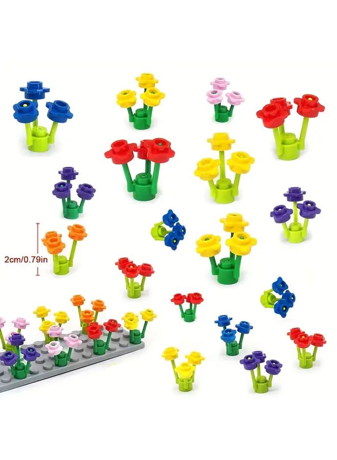 6 Pack Small Particle Building Blocks Miniature Floral And Garden Toy Set Pink Flowers And Green Grass Colorful Creative Play Model Building Accessories Plant Parts Model Kit - Image 4