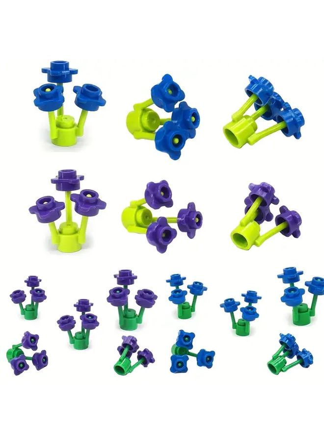6 Pack Small Particle Building Blocks Miniature Floral And Garden Toy Set Pink Flowers And Green Grass Colorful Creative Play Model Building Accessories Plant Parts Model Kit - Image 5