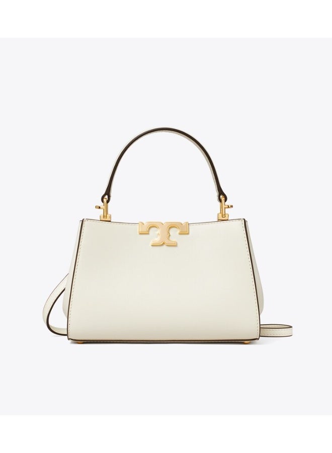 Burch Tory  Mini Eleanor Leather Satchel Bag, Women's Cross Body Bag, Women's Tote Bag, Women's Hand Bag, Women's Shoulder Bag, Women's Travel Bag, White-20cm - Image 1