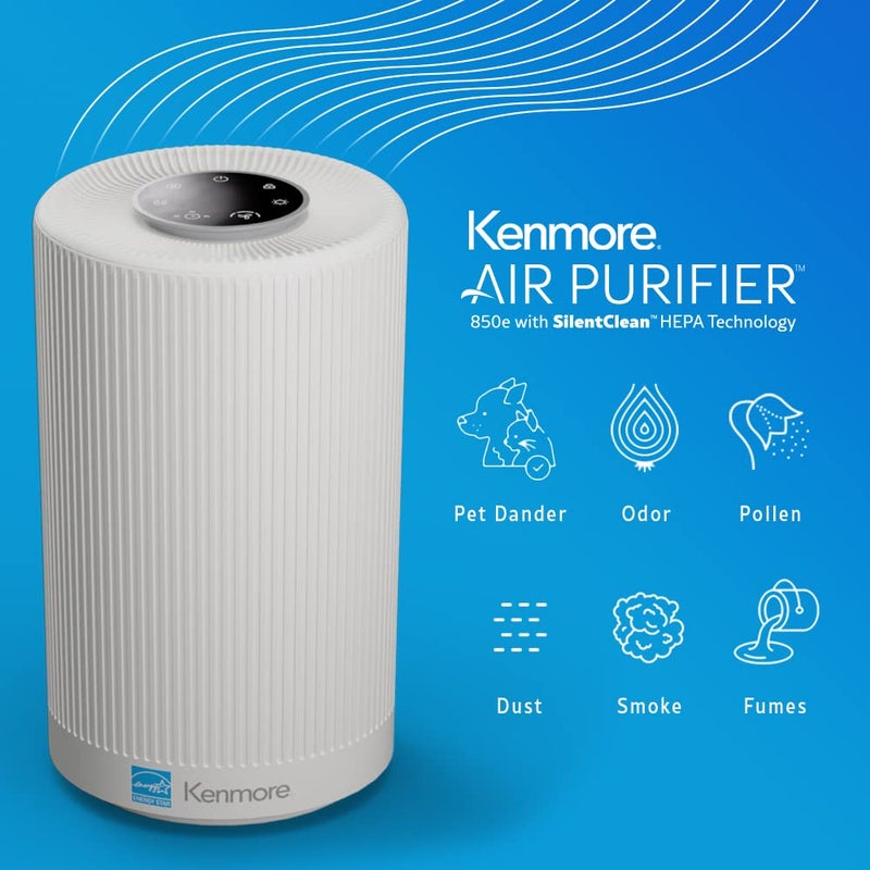 Kenmore منقي الهواء كينمور PM1005 مع فلتر H13 True HEPA، يغطي حتى 850 قدم مربع، نظام ترشيح HEPA ثلاثي المراحل SilentClean 25db للمكتب وغرفة النوم - Image 2