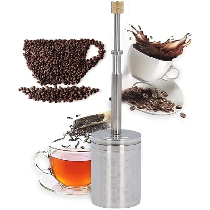 Goshyda Press Coffee Infuser Stainless Steel Press Coffee Filter Portable Reusable Press Coffee Strainer For Home Office Outdoor Travel - Image 2
