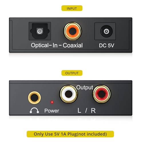 PROZOR 192KHz Digital to Analog Audio Converter, DAC Optical to Analog L/R RCA 3.5mm Converter, Digital SPDIF Toslink Optical to 3.5mm Jack Adapter for PS3 HD DVD PS4 Amp Apple TV Home Cinema - Image 3
