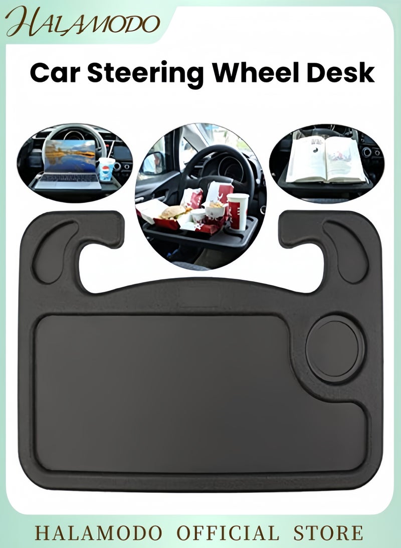 HALAMODO Car Steering Wheel Desk Multipurpose Travel Car Accessories Car Seat Stand Trays with Drink Holder & Laptop-sized Area for Working & Eating  - Image 1