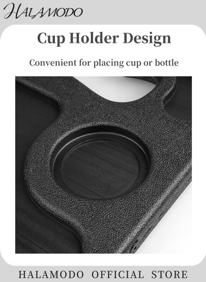 HALAMODO Car Steering Wheel Desk Multipurpose Travel Car Accessories Car Seat Stand Trays with Drink Holder & Laptop-sized Area for Working & Eating  - Image 3