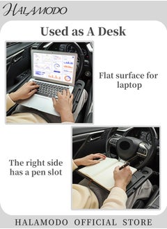 HALAMODO Car Steering Wheel Desk Multipurpose Travel Car Accessories Car Seat Stand Trays with Drink Holder & Laptop-sized Area for Working & Eating  - Image 5