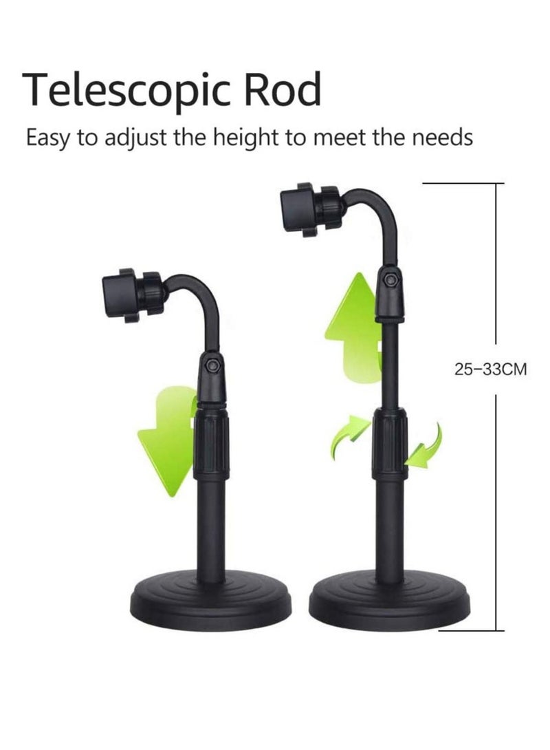ELTRAZONE Cell Phone Stand,Desktop Cell Phone Stand Holder Clamp Tablet Stand Adjustable Height Portable Stable Round Base For Watching Online Classes Video Photoing Live Streaming Black - Image 4