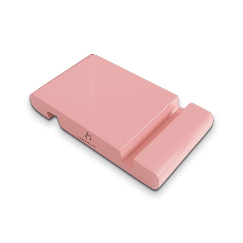 CRAFTSLANE Handcrafted Portable Phone Stand for Office Desk Fits All Mobile, iPhone, Androids, 5" x 2.8" (Baby Pink, Pack of 1) - Image 1