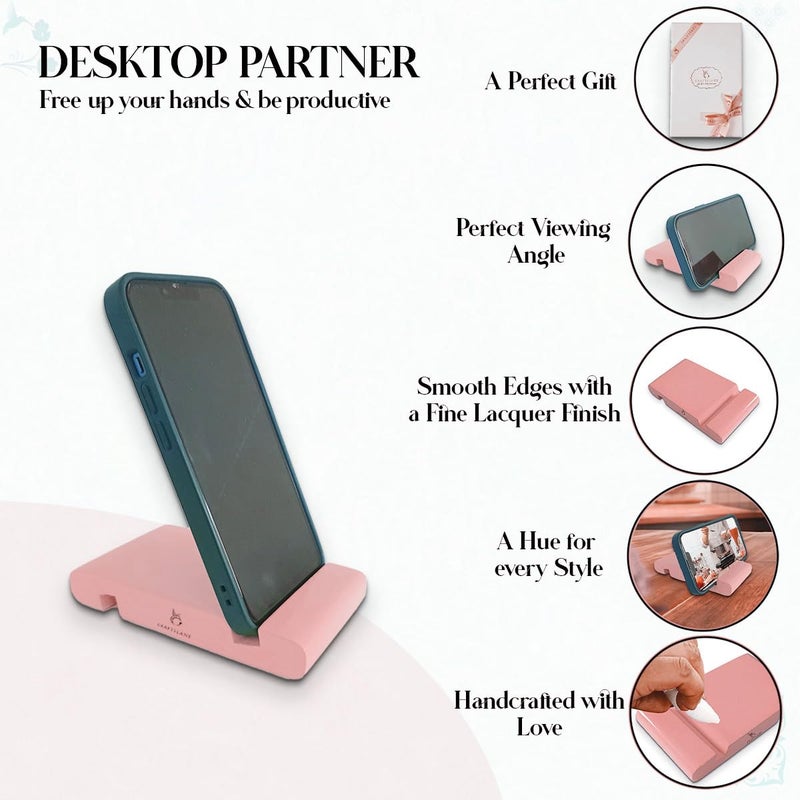 CRAFTSLANE Handcrafted Portable Phone Stand for Office Desk Fits All Mobile, iPhone, Androids, 5" x 2.8" (Baby Pink, Pack of 1) - Image 4