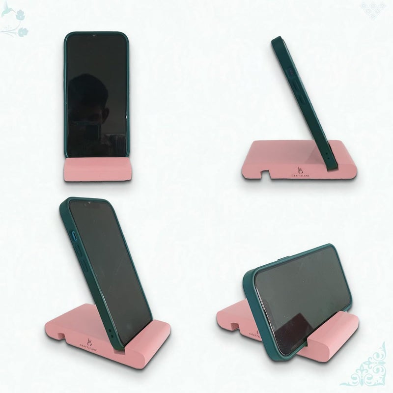 CRAFTSLANE Handcrafted Portable Phone Stand for Office Desk Fits All Mobile, iPhone, Androids, 5" x 2.8" (Baby Pink, Pack of 1) - Image 3