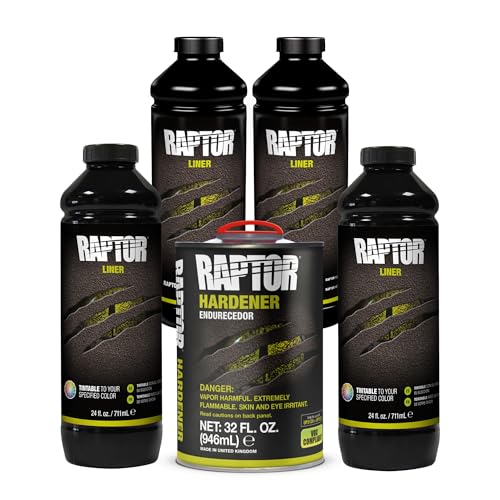 Raptor Black Urethane SprayOn Truck Bed Liner Texture Coating Protective Paint For Tailgates Trucks Vehicle Undercoating 4 Litres