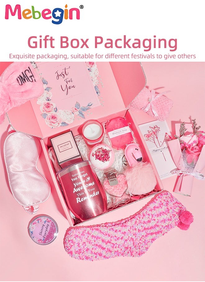 MEBEGIN Spa Gift Set for Women, Mother's Day Gifts Kit with 100ml Bath Salt, Diamond-shaped Soap, Pair of Socks, Scented Candle and Other Items, Unique Relaxing Spa Gift Basket, Creative Gifts for Mom, Wife, Girlfriend and Sister  - Image 2
